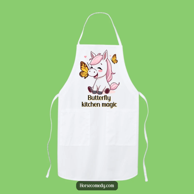 Funny Giggling Horse Butterfly Apron: Cook with Laughter and Joy