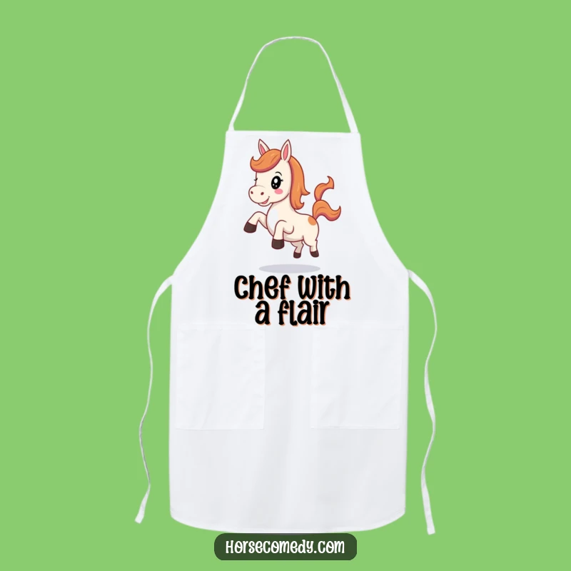 Funny Kawaii Horse Apron: Whimsical Cheerful Neigh Kick Kitchen Gift