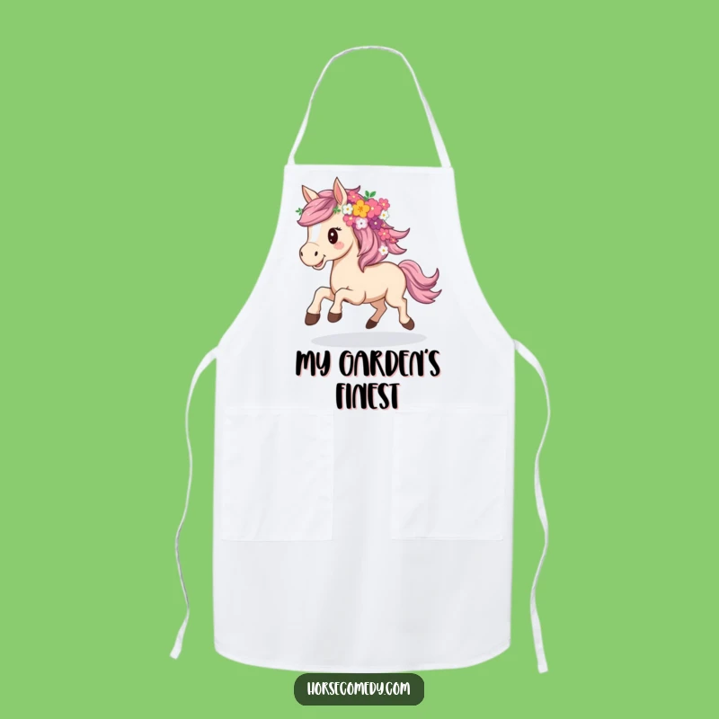 Funny Flowery Horse Apron - Whimsical Kitchen Humor Gift!