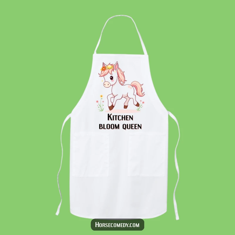 Funny Horse Foal Apron: Whimsical Prancing Wildflower Mane Kitchen Gift