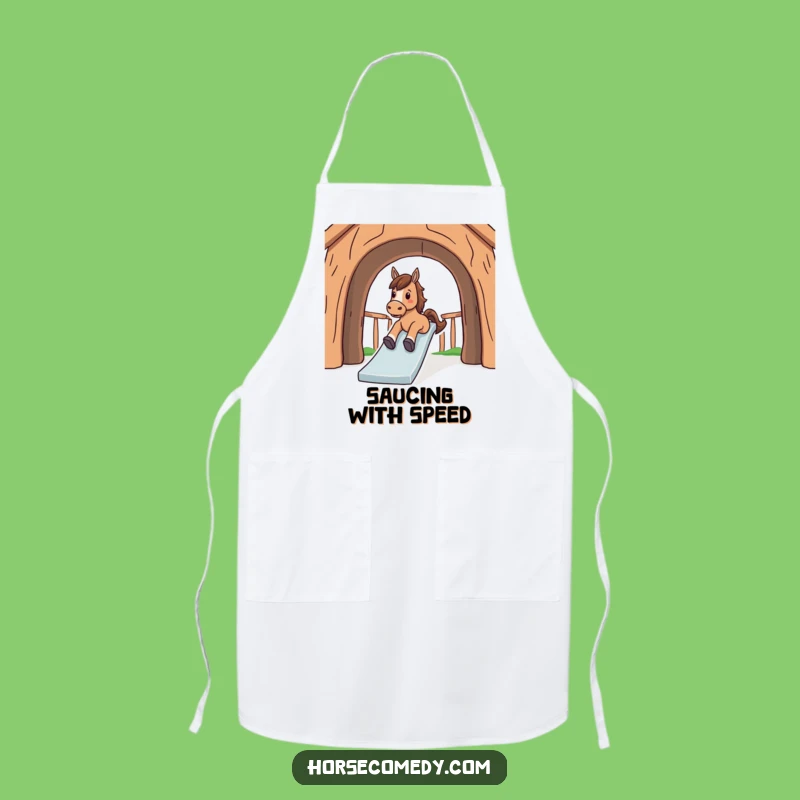 Funny Horse Sliding Down Slide Apron - Kitchen Fun for Playful Cooks