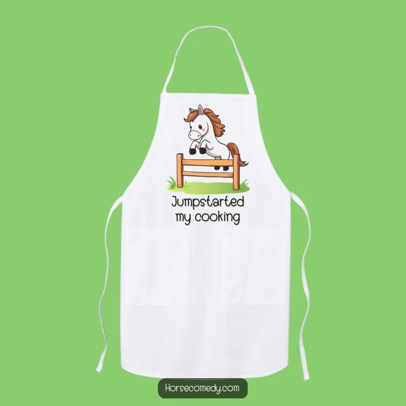 Funny Leaping Horse Fence Apron: Cook with Energy and Comical Style