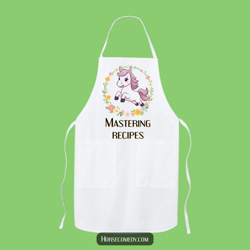 Funny Leaping Horse Flower Hoop Apron: Cook with Enchantment!