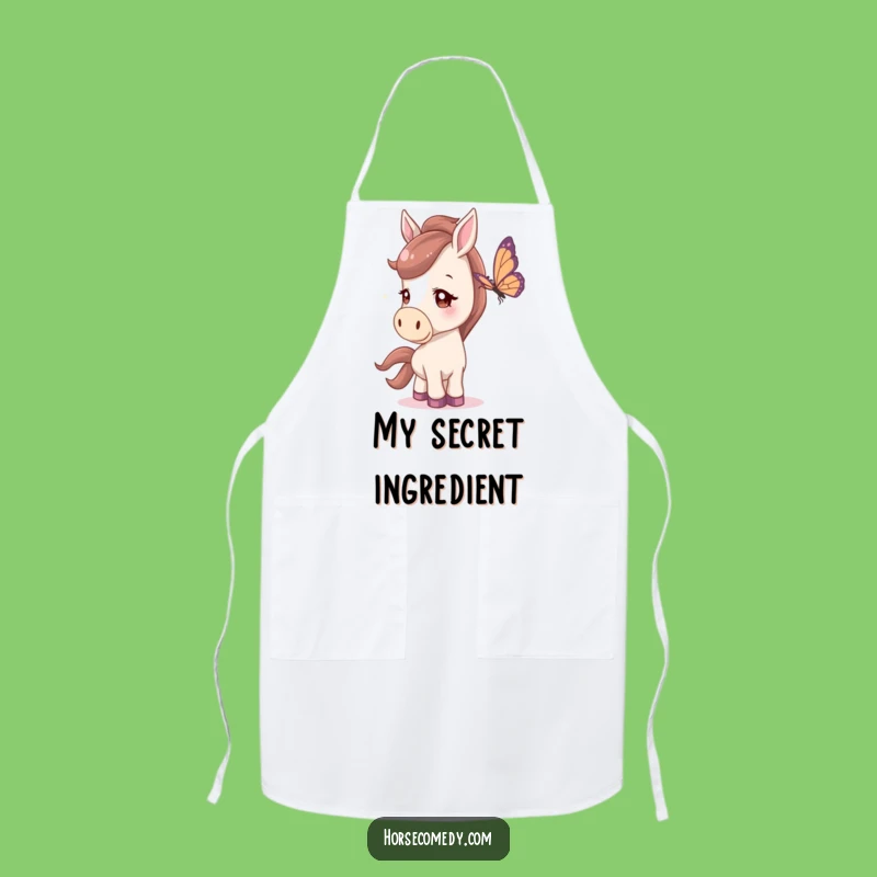 Funny Horse Apron: Protect your clothes with a horse watching butterfly, a hilariously practical kitchen accessory and gift.