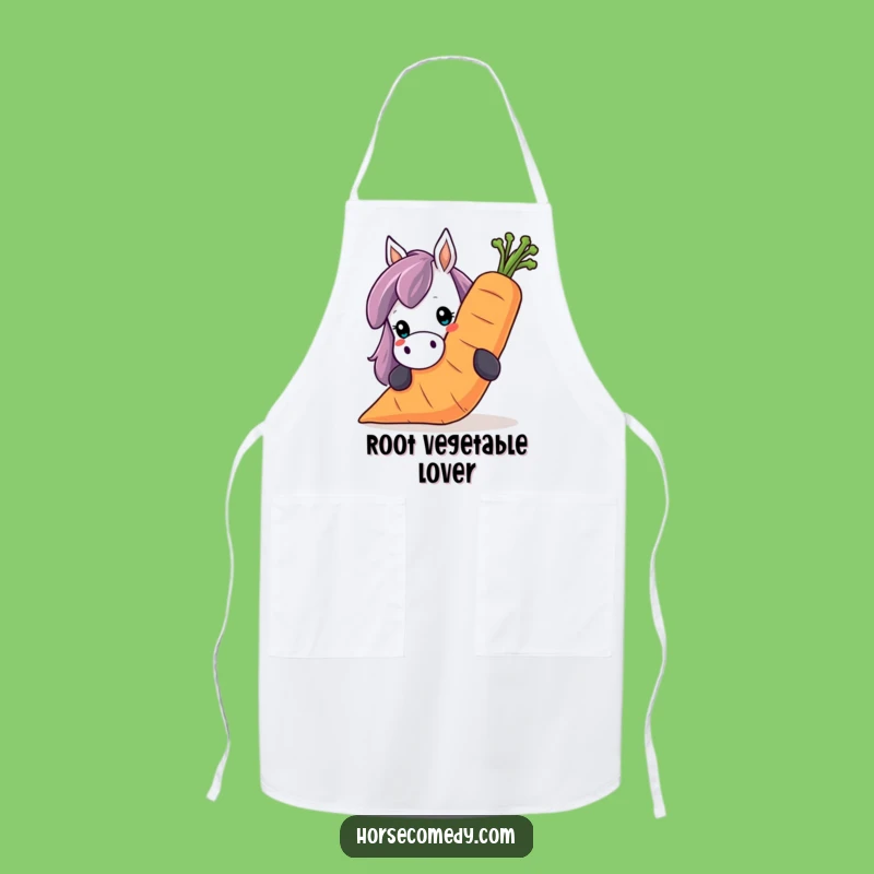 Funny Horse Carrot Apron: Peeking Over Giant Smile, Perfect Kitchen Funny Gift