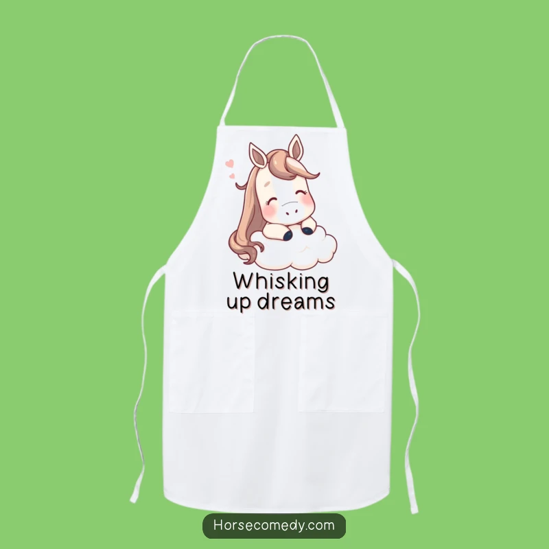 Funny Horse Cloud Apron: Contented Equine Chef - Dreamy Kitchen Gift