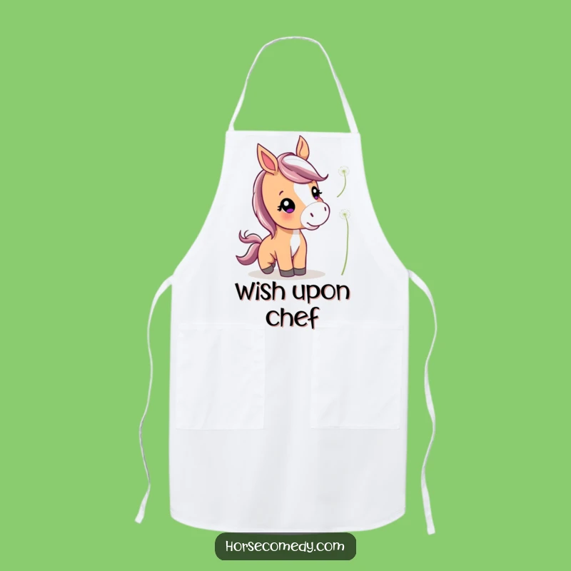 Funny Cute Horse Apron: Whimsical Dandelion Nudge Kitchen Gift