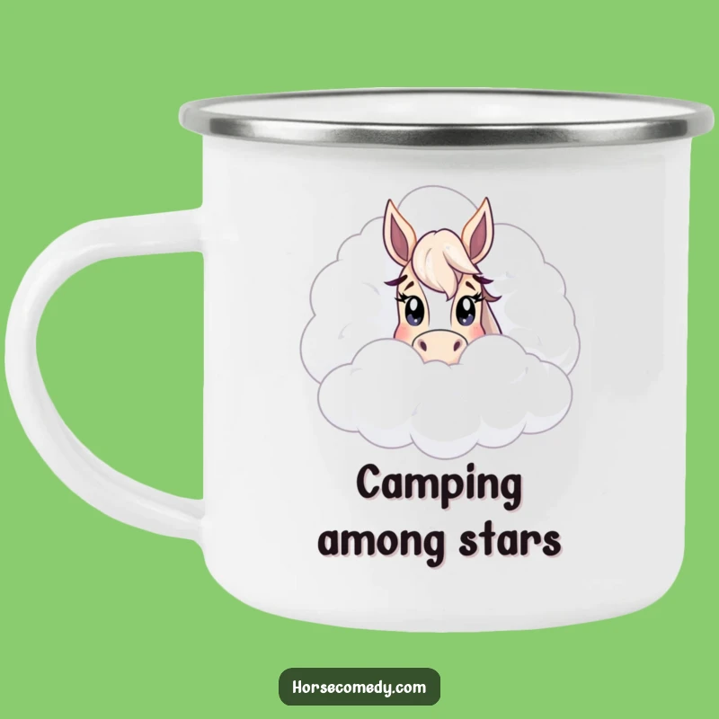Funny Peeking Horse Cloud Camping Mug: Your Sky Companion!