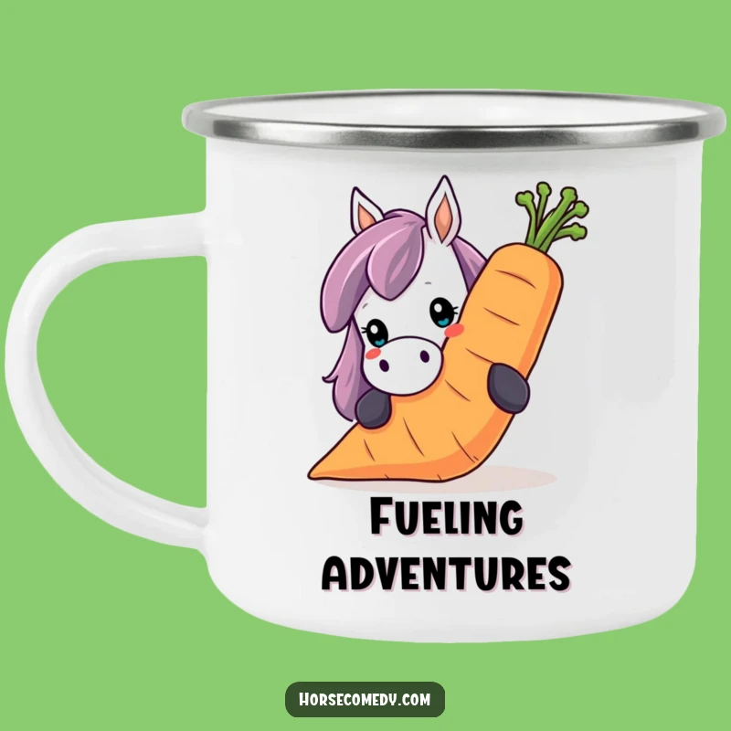 Funny Horse Carrot Camping Mug: Peeking Over Giant Smile, Perfect Outdoor Funny Gift