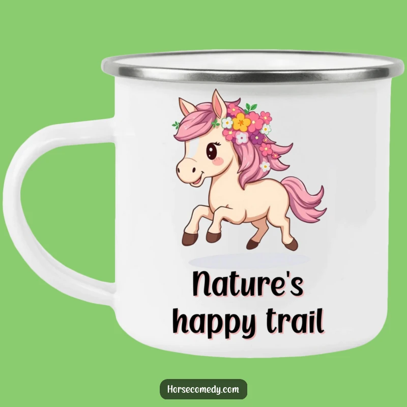 Funny Flowery Horse Camping Mug - Nature's Humor for Your Adventures!