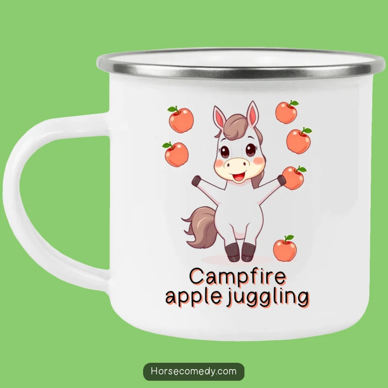 Funny Horse Juggling Apples Camping Mug - Trailside Laughs & Adventure Gift