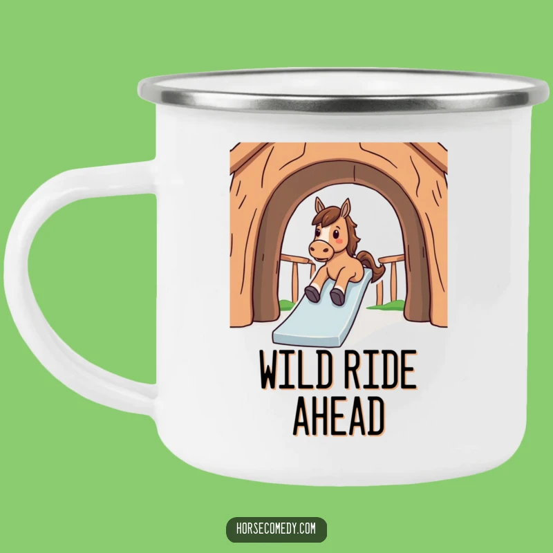 Funny Horse Sliding Down Slide Camping Mug - Adventure Ready