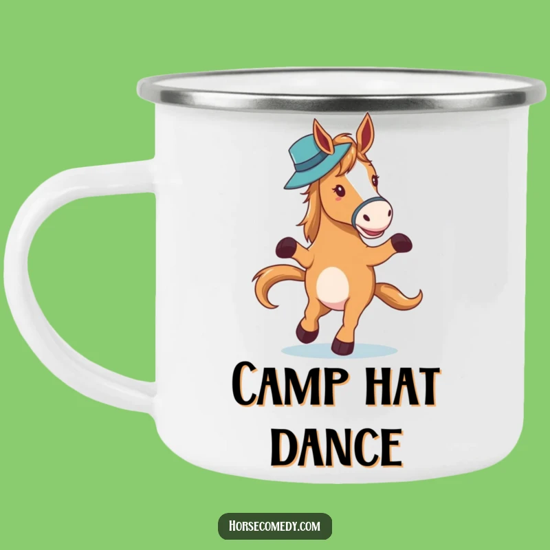 Funny Horse Waltzing Hat Camping Mug: Elegant Adventures