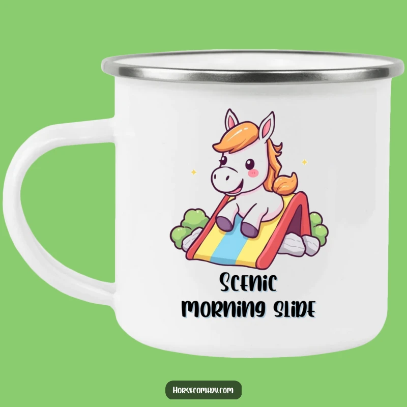 Funny Rainbow Slide Horse Camping Mug - Cheerful Shout Outdoor Drinkware, Fun Funny Gift