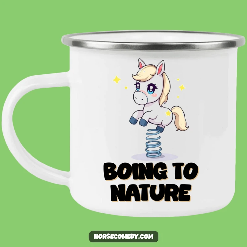 Funny Starry Horse Camping Mug: Bouncing on Spring Fun, Perfect Outdoor Funny Gift