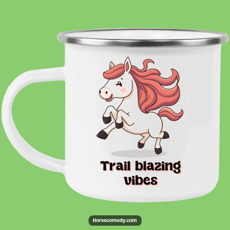 Funny Galloping Horse Camping Mug: Joyful Kicking Adventures, Perfect Outdoor Gift