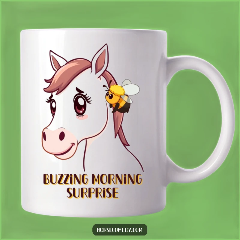 Funny Horse Bee Surprise Mug - Amused Equine Bumblebee Gift Idea
