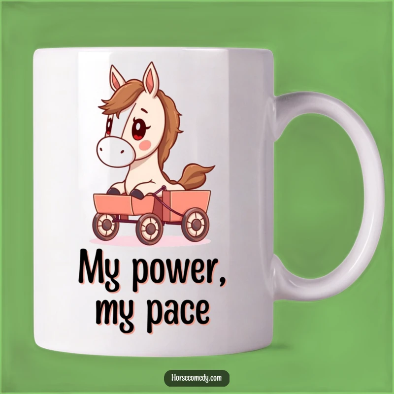 Funny Determined Horse Pulling Cart Mug - Perfect Humor Gift for Horse Lovers!