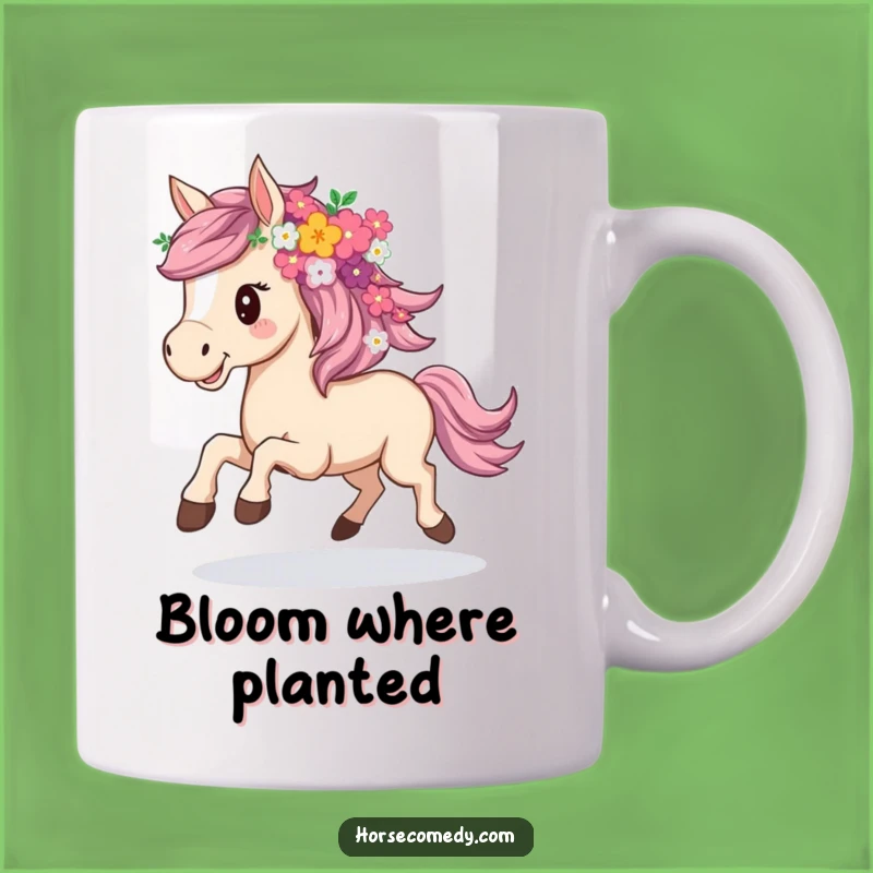 Funny Flowery Horse Mane Mug - Enchanting Humor Gift for Equestrians!