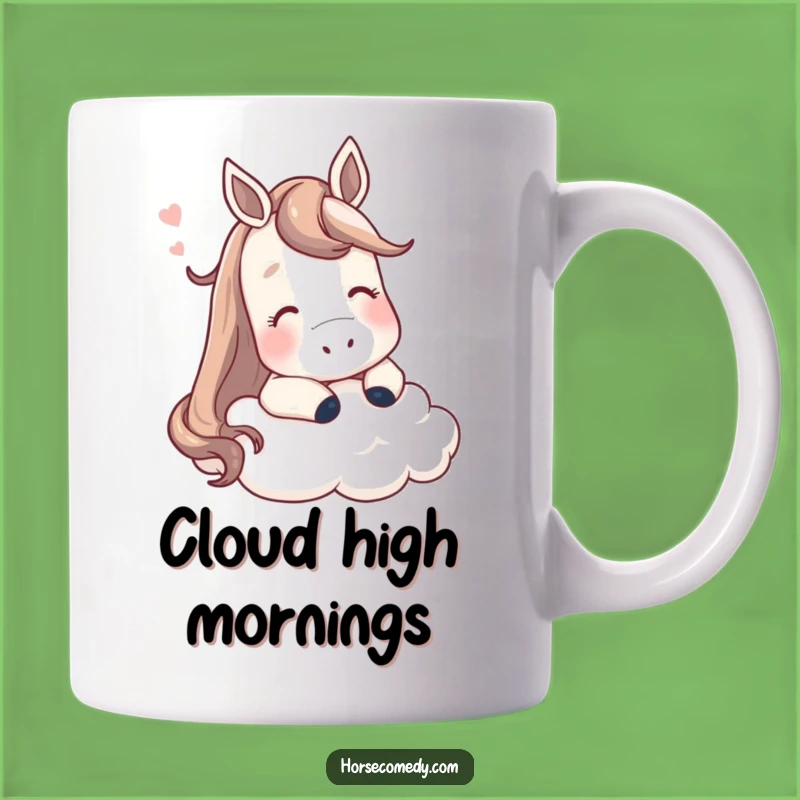 Funny Horse Cloud Mug: Contented Equine Rest - Dreamy Gift Idea