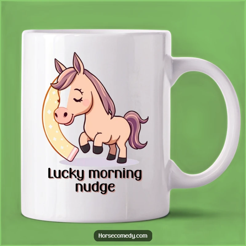 Funny Horse Horseshoe Mug: Playful Luck Design, Hilarious Equestrian Gift