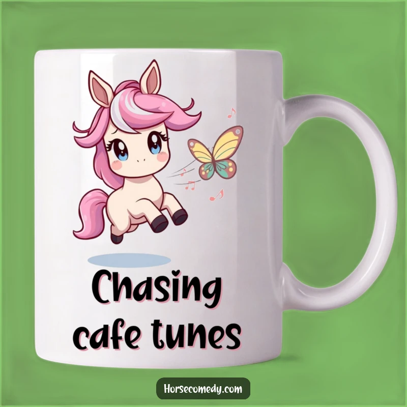 Funny Horse Music Butterfly Mug: Twinkling Eyes Design, Hilarious Musician Gift