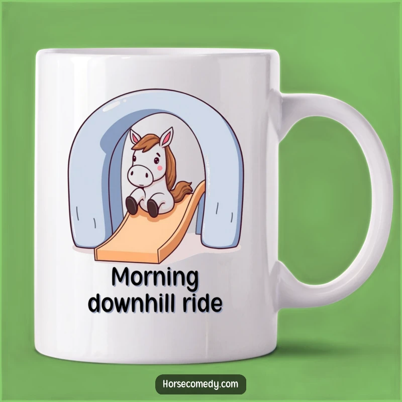 Funny Horse Sliding Down Slide Mug: Hilarious Playtime Gift for All