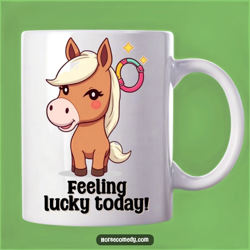 Funny Winking Horse Mug: Playful Horseshoe Toss Gift for Equine Lovers
