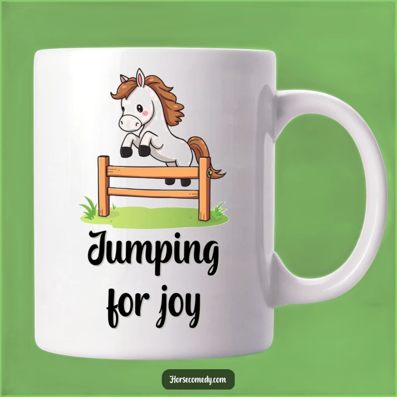 Funny Leaping Horse Fence Mug: Celebrate Athleticism with Comical Flair