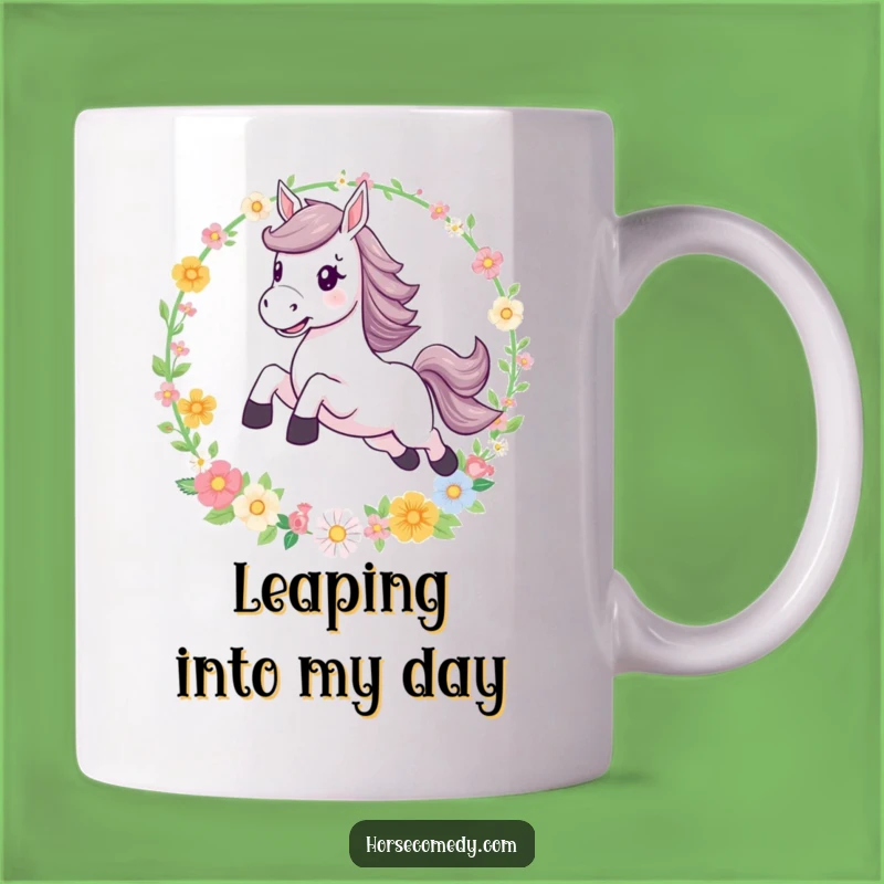 Funny Leaping Horse Flower Hoop Mug: A Magical Gift for Horse Lovers!