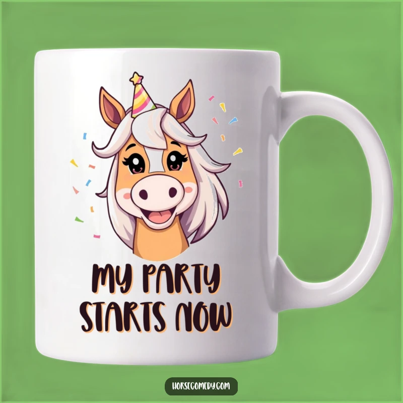 Funny Horse Party Time Mug: A Silly Grin Horse in Party Hat, Perfect Funny Gift