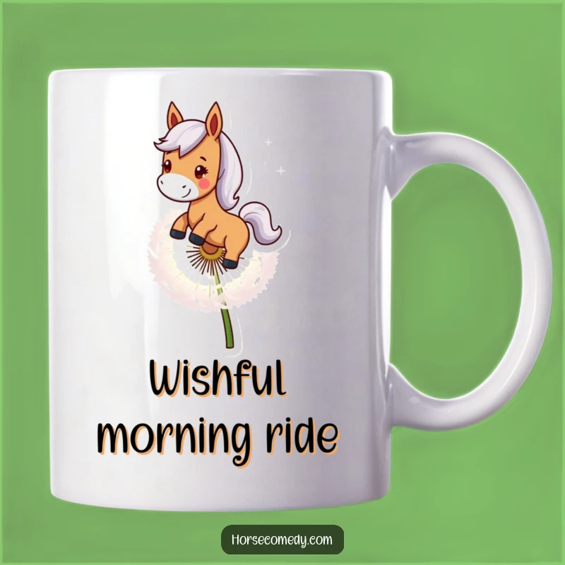 Funny Horse Dandelion Ride Mug - Joyful Equine Adventure Gift Idea