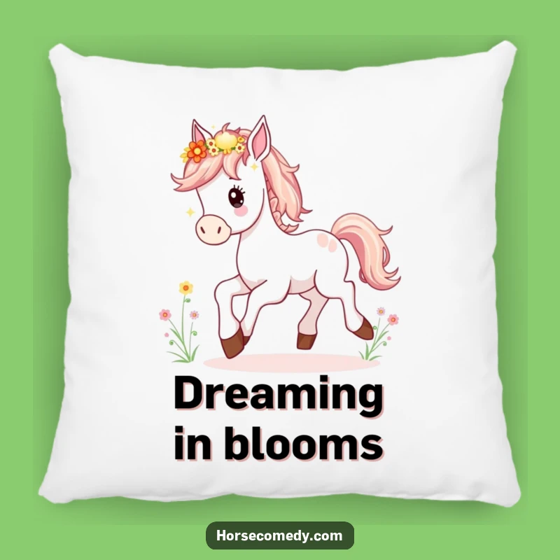 Funny Horse Foal Pillow: Comfortable Prancing Wildflower Mane Cushion, Gift Idea