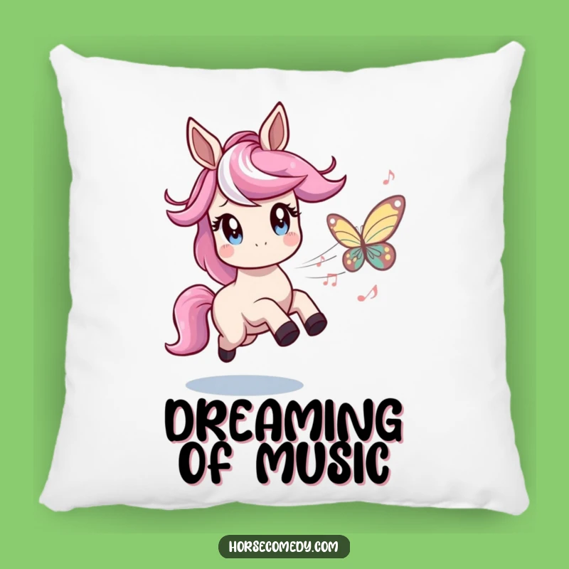 Funny Horse Music Butterfly Pillow: Twinkling Comfort Cushion, Charming Musician Gift