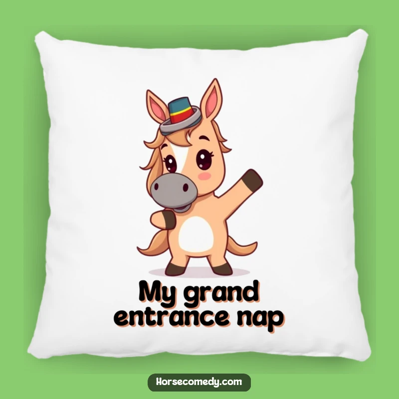 Funny Top Hat Horse Pillow - Cozy Theatrical Pose Cushion, Delightful Funny Gift