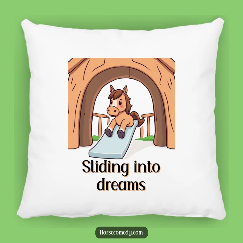 Funny Horse Sliding Down Slide Pillow - Cozy Comfort and Fun
