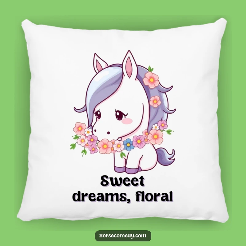 Funny Horse Flower Garland Pillow: Cozy Floral Comfort, Sweet Gift