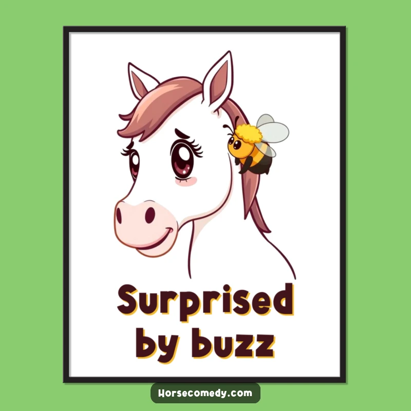 Funny Horse Bee Surprise Digital Art - Amused Equine Bumblebee Decor