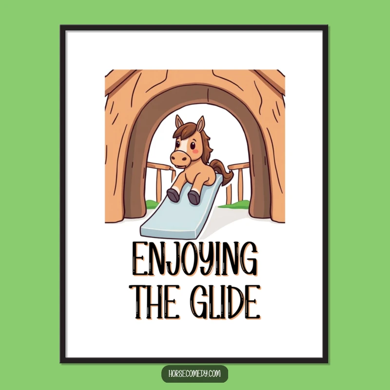 Funny Horse Sliding Down Slide Digital Art - Instant Joyful Decor