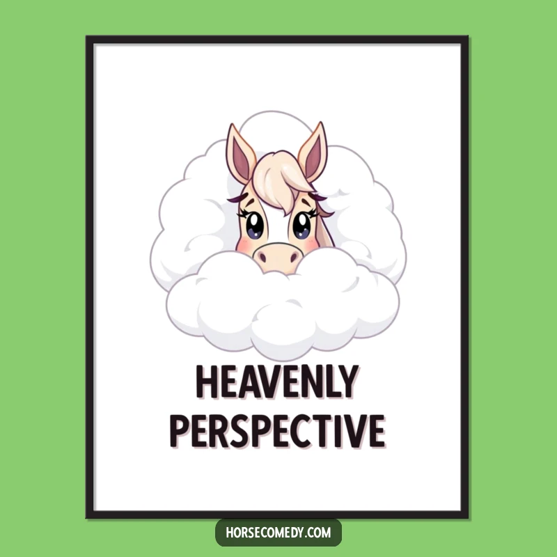 Funny Peeking Horse Cloud Digital Print: Instant Whimsy!