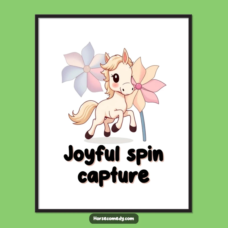 Funny Horse Cub Digital Art: Downloadable Pinwheel Chase Print for Fun
