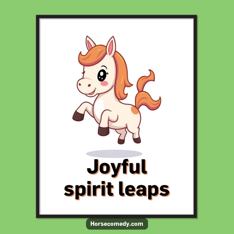 Funny Kawaii Horse Digital Art: Downloadable Cheerful Neigh Kick Print