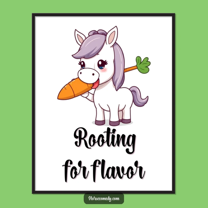 Funny Horse Munching Carrot Digital Art: Instant Equine Delight for Walls