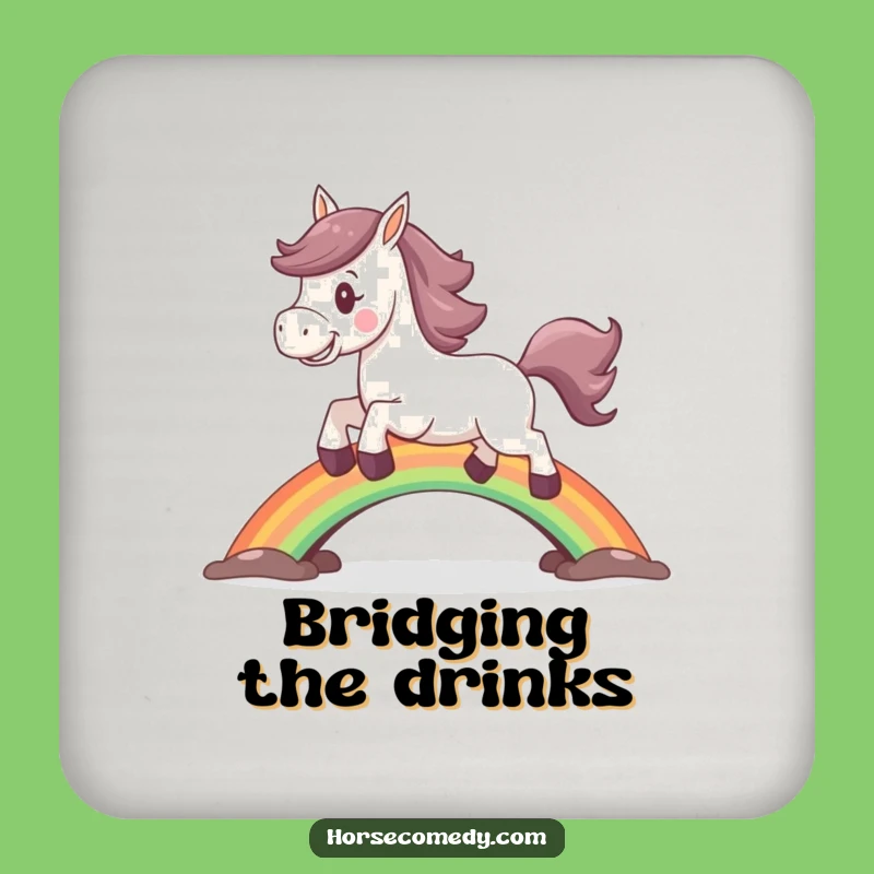 Funny Horse Rainbow Coasters: Protect Surfaces with Joy, Funny Gift Set