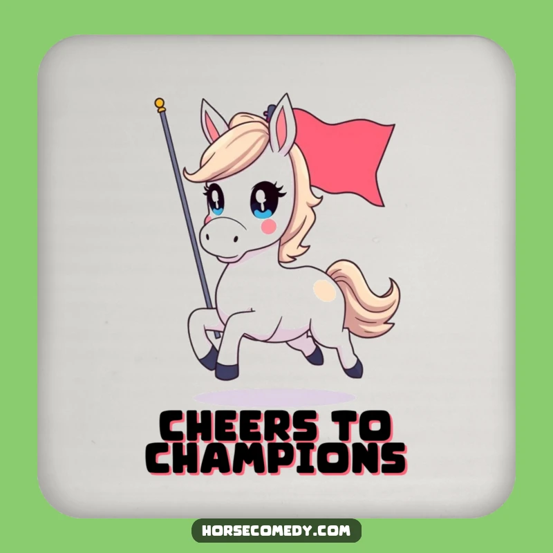 Funny Horse Flag Coaster - Protect Surfaces with Galloping Style