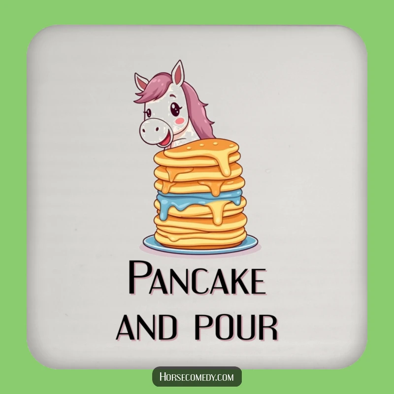 Funny Delighted Horse Pancake Coaster Set - Protect Sip & Hilarious Gift