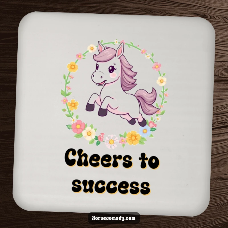 Funny leaping horse flower hoop coasters, bringing a touch of enchanting magic and equestrian wonder to protect your furniture.