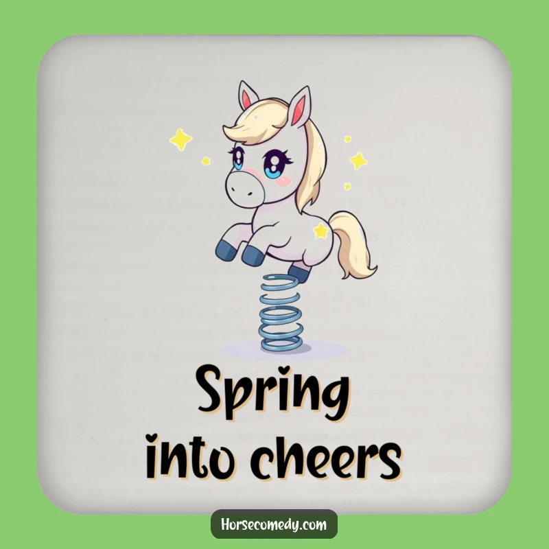 Funny Starry Horse Coaster: Bouncing on Spring Protection, Unique Funny Gift