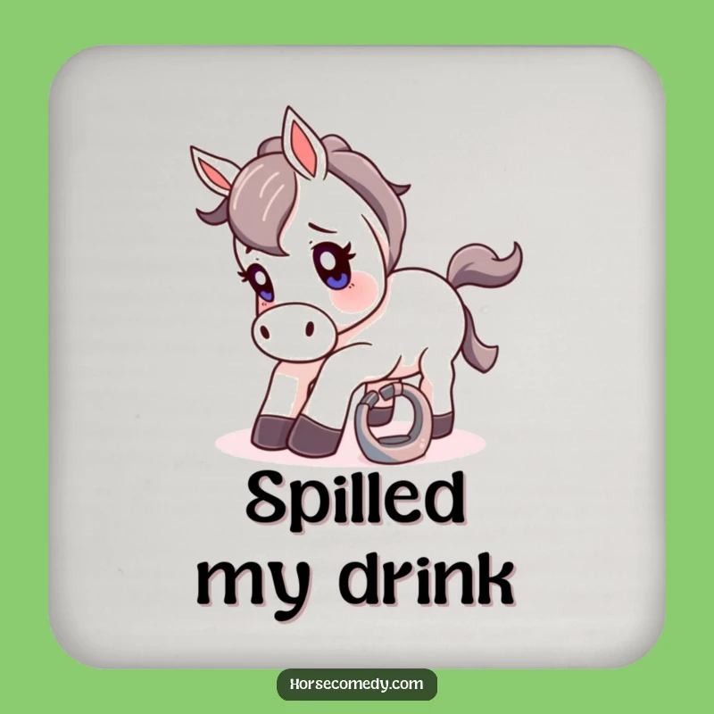Funny Tripping Horse Horseshoe Coaster - Protect Surfaces with Humor