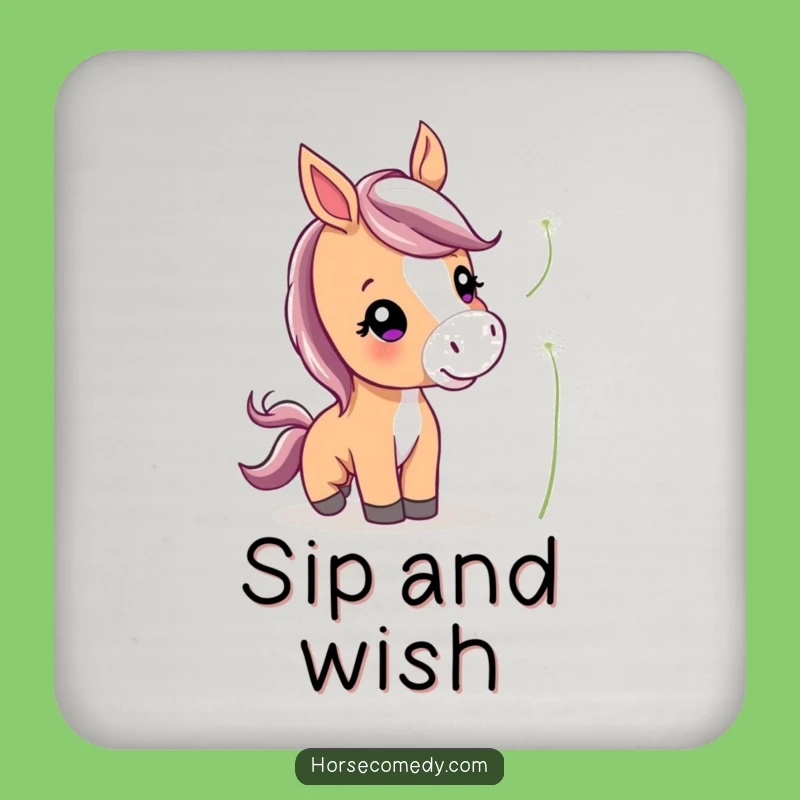 Funny Cute Horse Coaster Set: Protect Surfaces with Dandelion Nudge Art